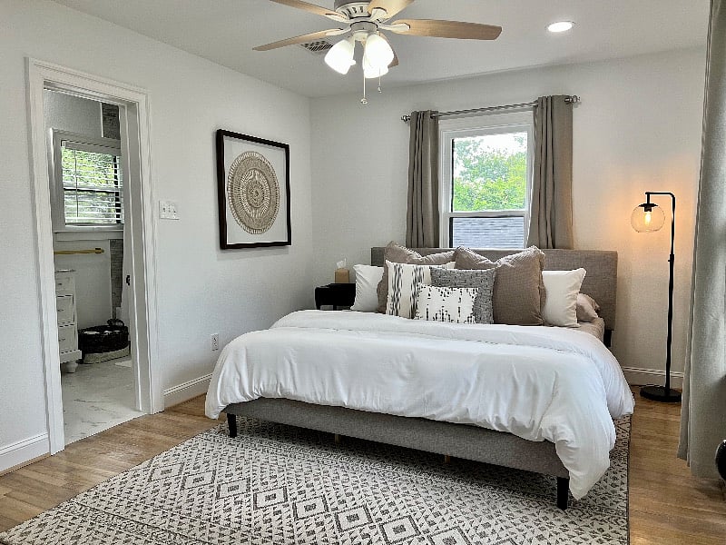Ugg brand sheets, DKNY duvet set, designer coverlet blanket. 