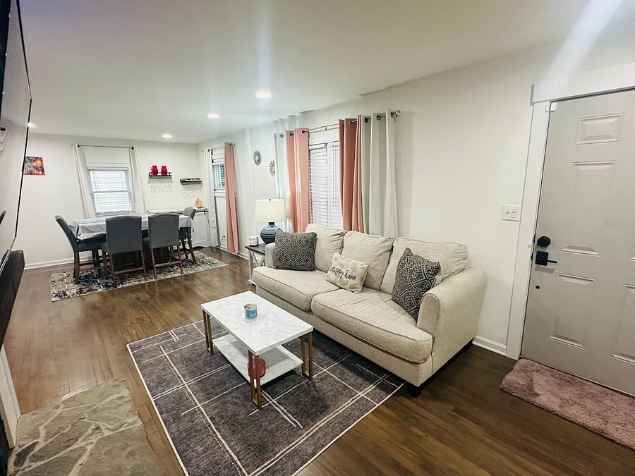Living space including dining room