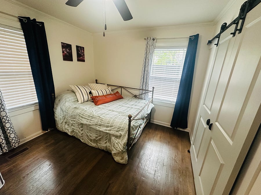Bedroom with full-sized bed and twin trundle underneath