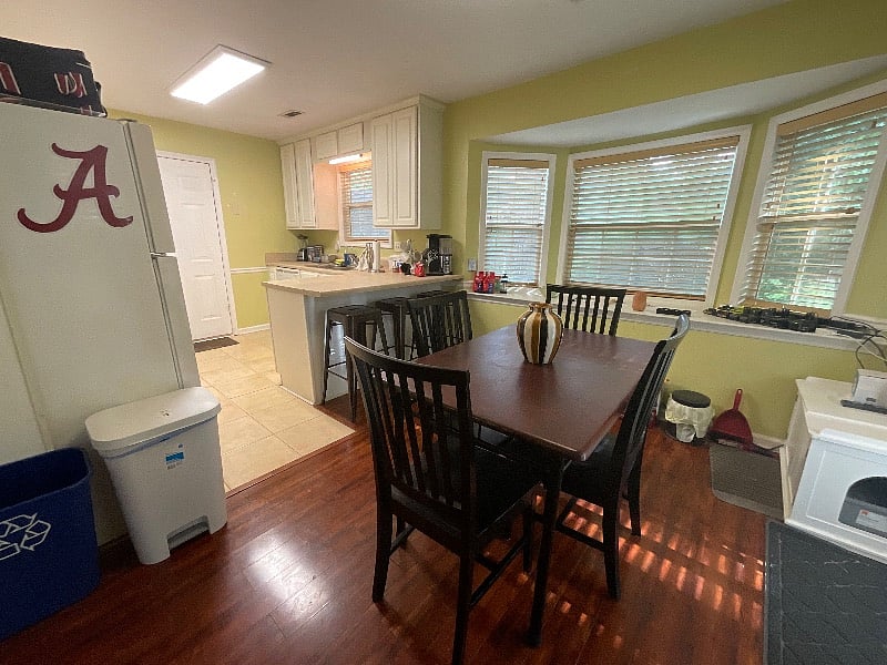 Kitchen and dining view from living room.