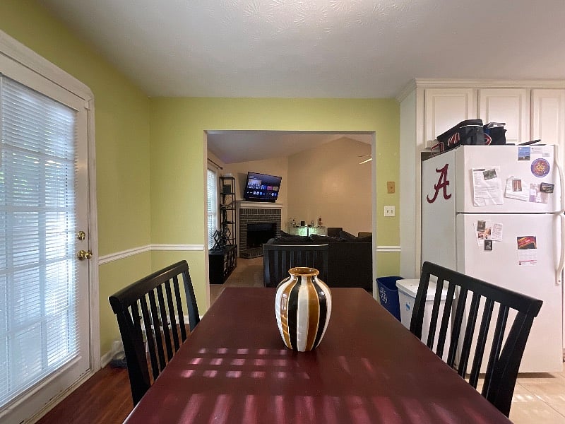 Living room view from bay window.