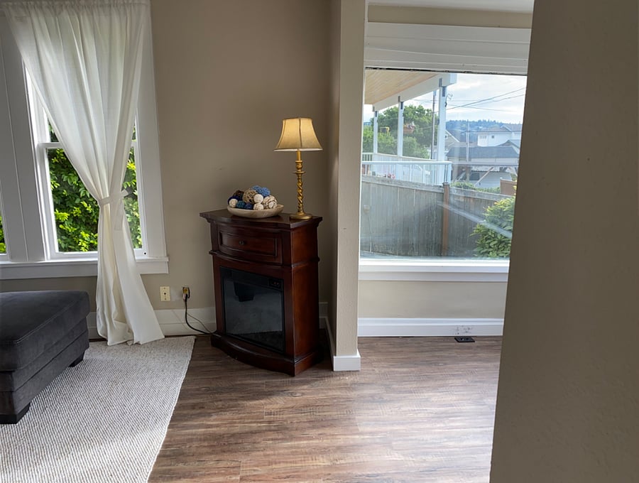 Cozy Electric Fireplace (43 inch TV) above fireplace. Will update picture soon.