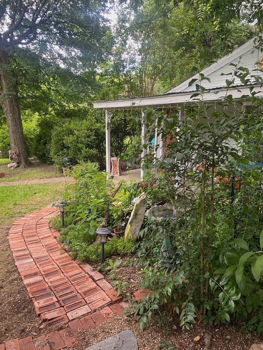 Brick path from carport to cottage
