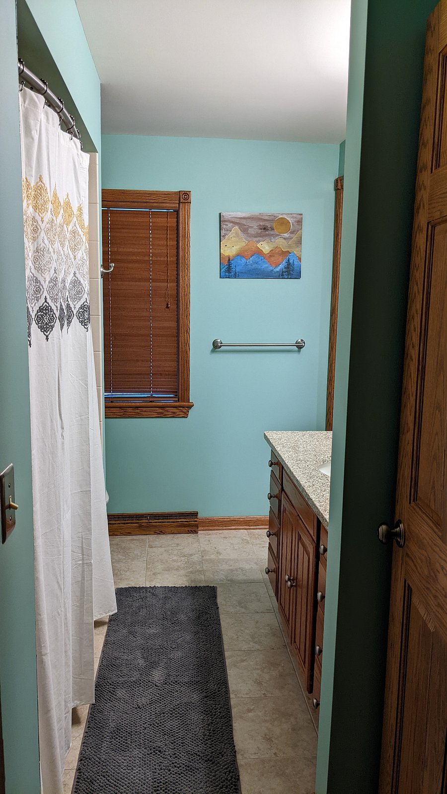 Full bathroom in lower level suite - shared by bedrooms 1 and 2.