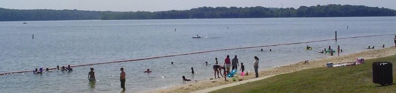 Swim beach & playground at Anderson Rd Day Use area