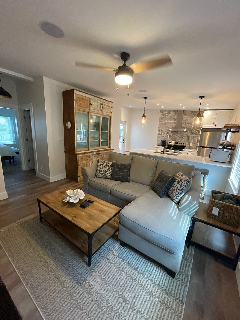 Living room into kitchen