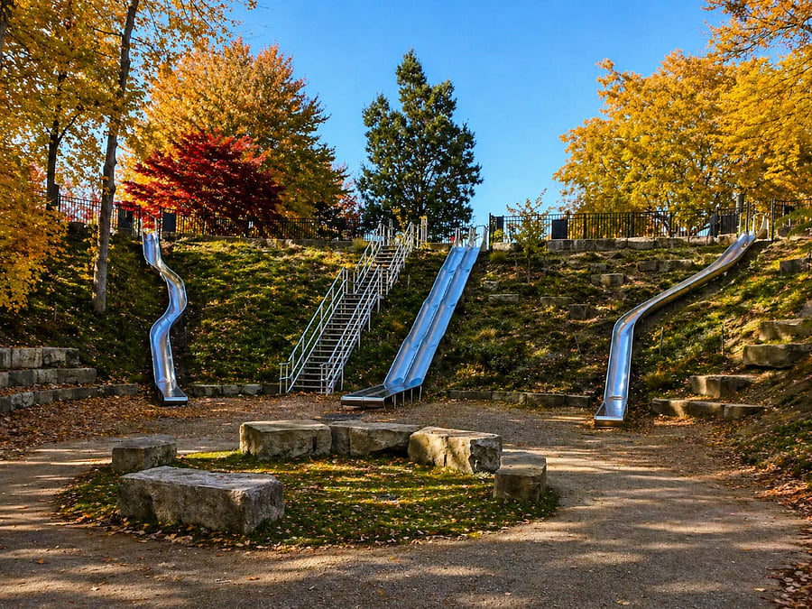Nearby Frontier Park with giant slides