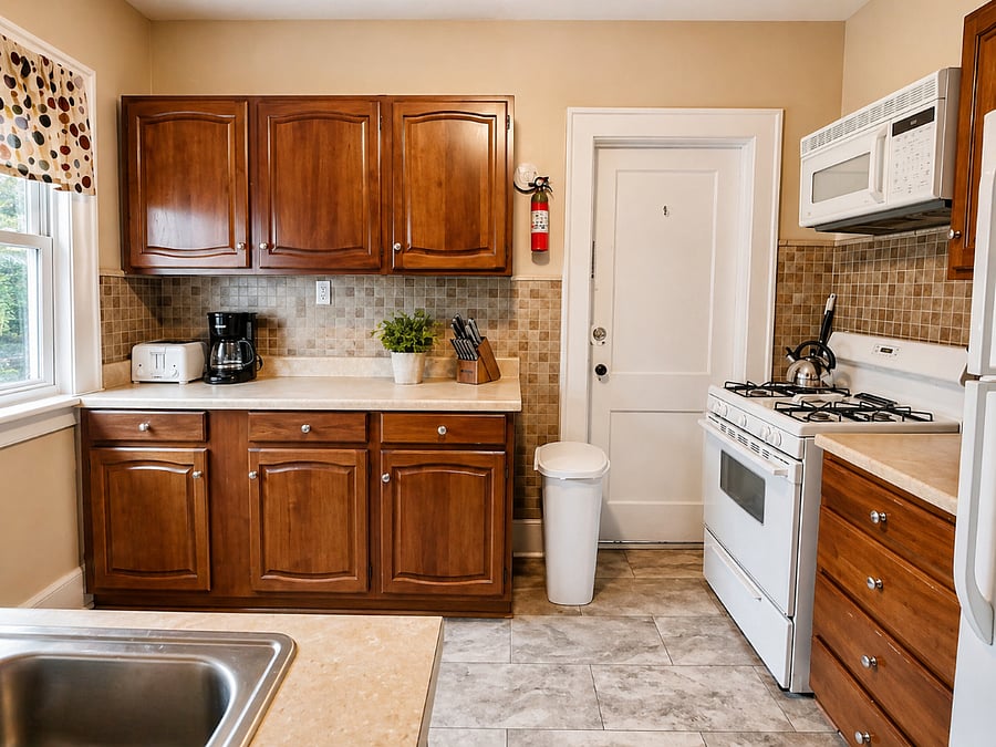Fully equipped kitchen with starter supplies