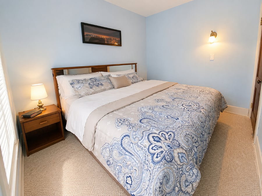 Kind bed in primary bedroom