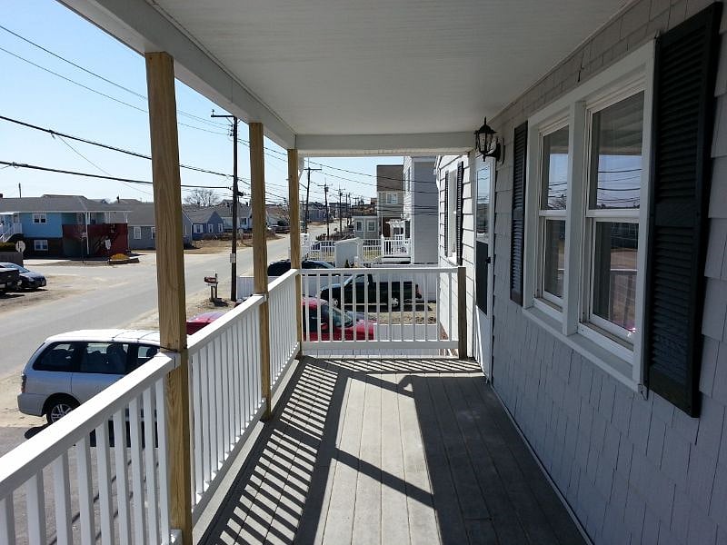 Private deck facing South.