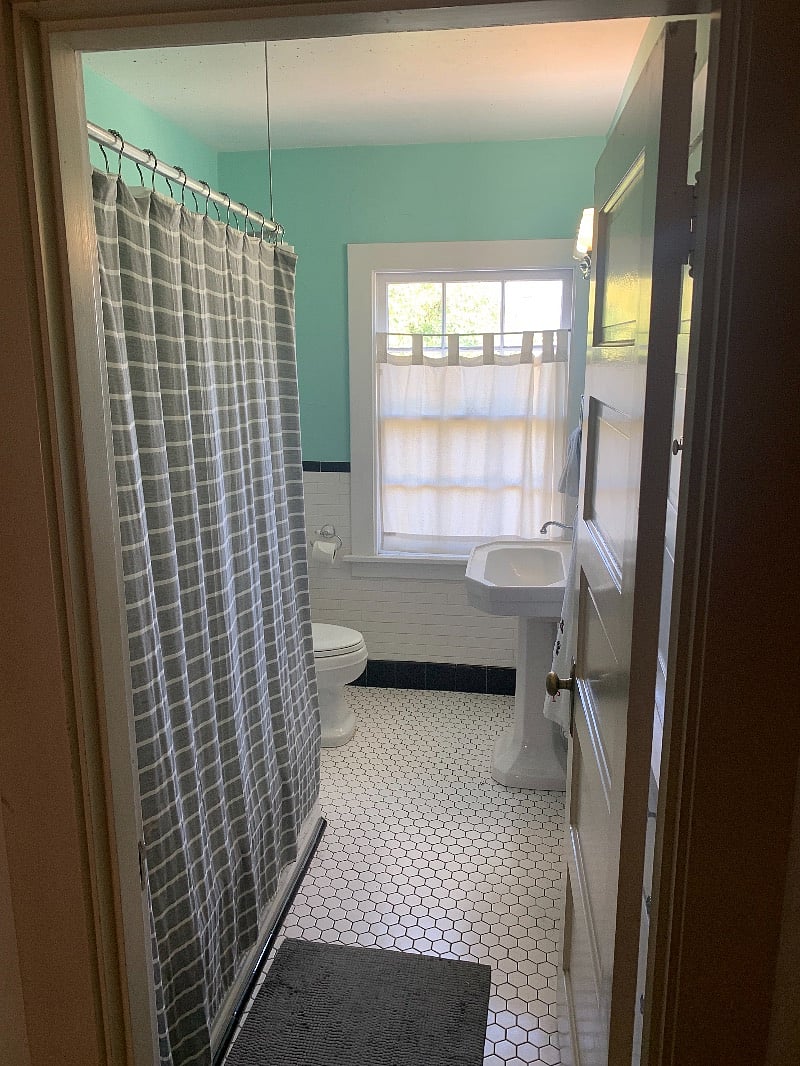 One of two full bathrooms