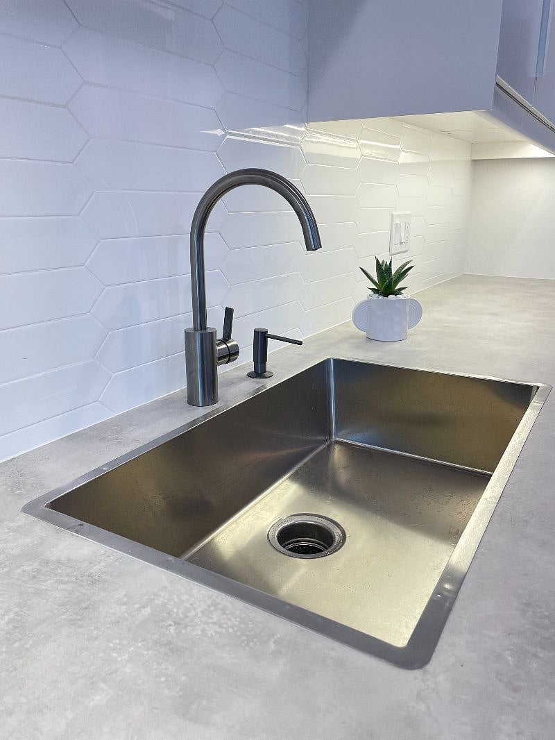 Large stainless steel sink