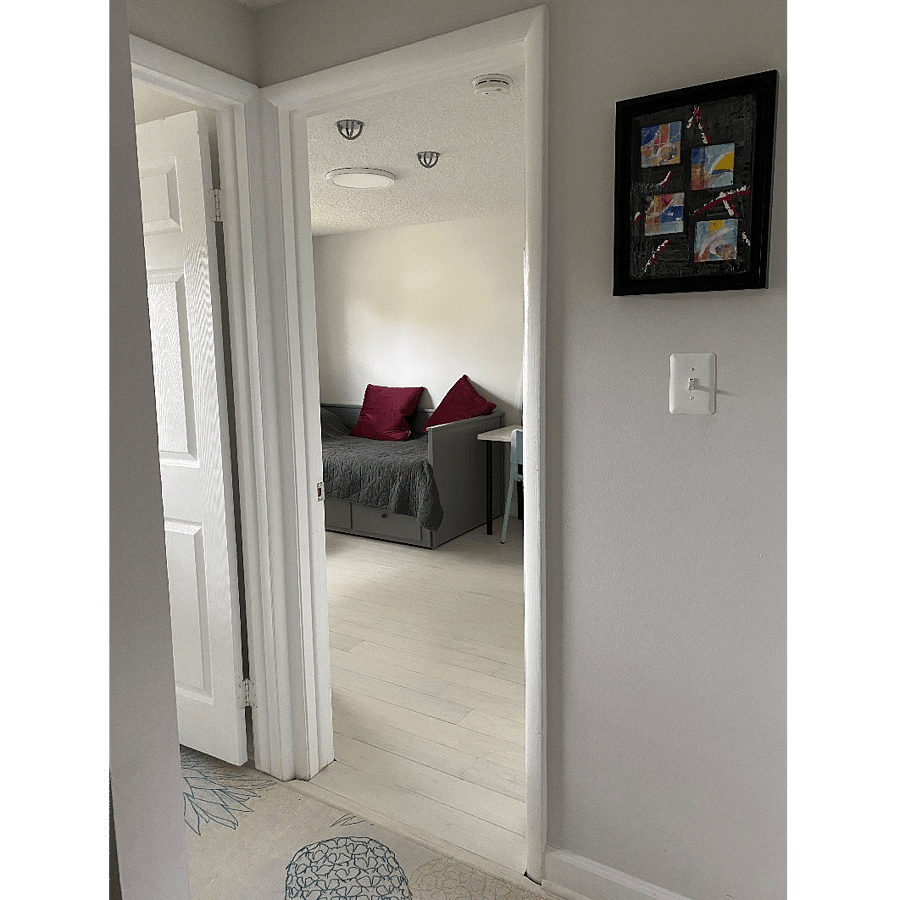 View of the room from the hallway.