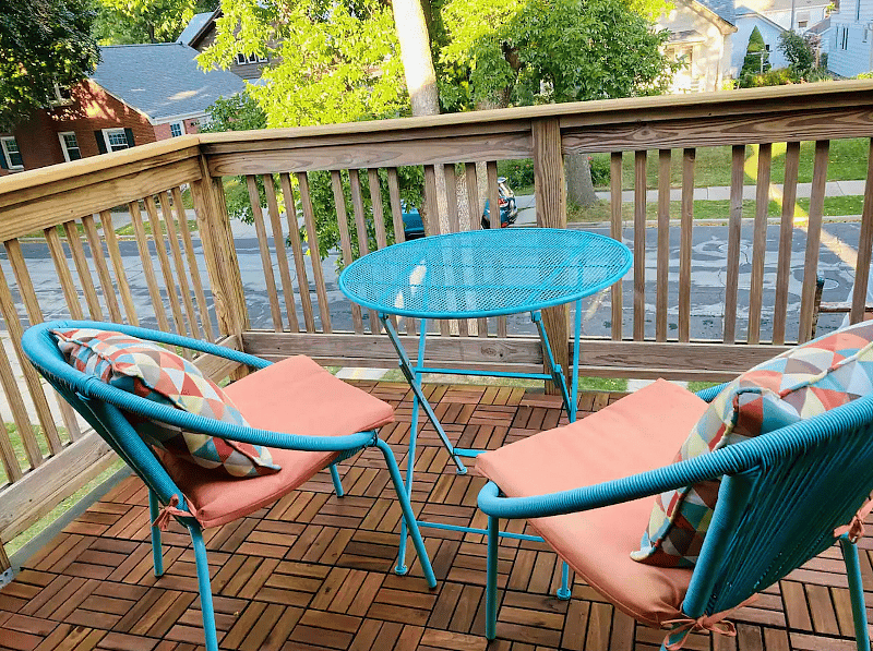Front balcony with park views.
