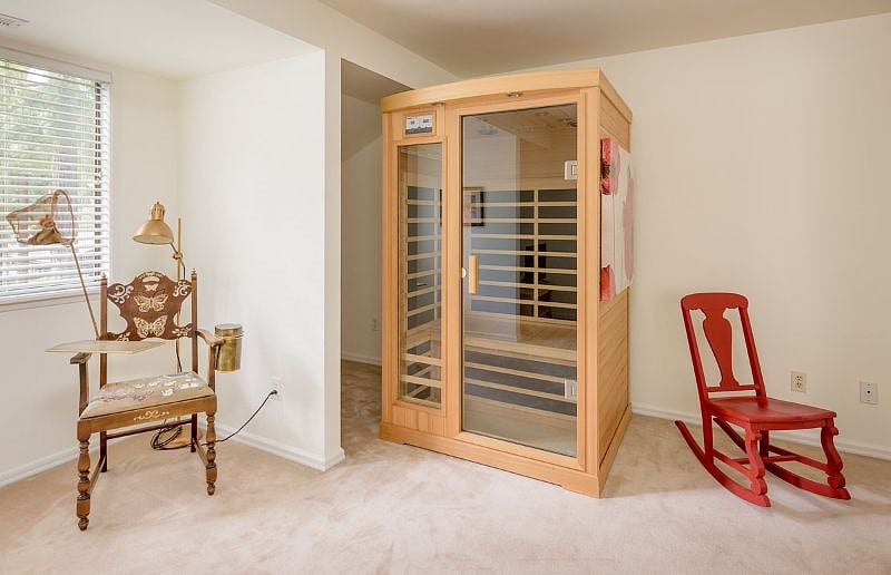 Finnleo infrared sauna in master bedroom.
