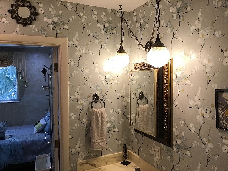Authentic mid-century lighting. Deep medicine cabinet. Huge closets have lights.
Bedroom #1