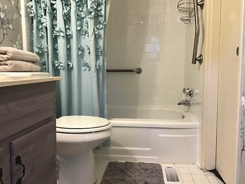 This tub was reglazed and is perfect for a soak. Everything is brand new. See toiletries pin below.