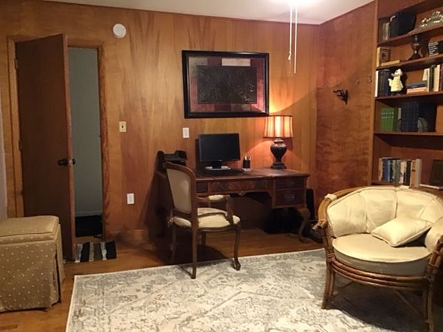 Vintage desk in Study. Double closet to left, window is behind you.