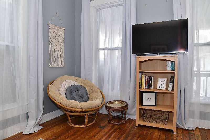 Oversized chair in 2nd bedroom. Smart TV is available for your streaming enjoyment.