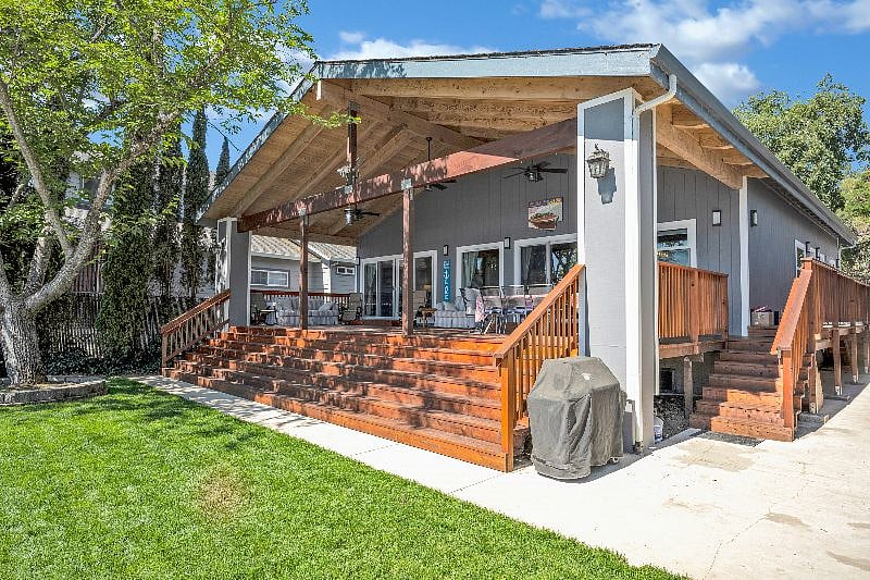 View of Deck / Backyard from retaining wall