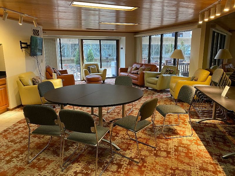 The community room also features comfortable seating and table space, and TV.  Are you a piano player?  There's a piano in the room as well!