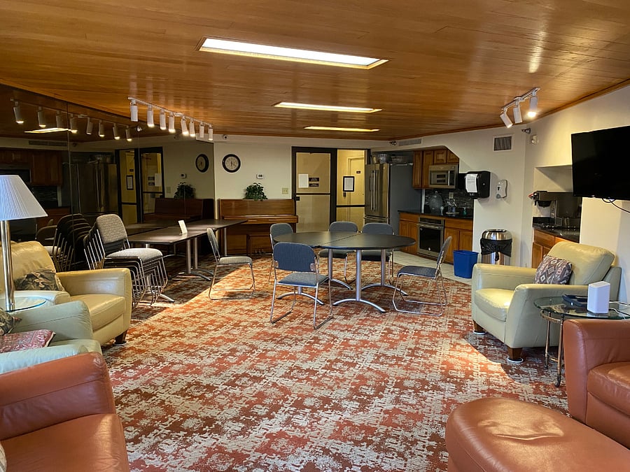 The community room is a space that residents can reserve for larger gatherings.