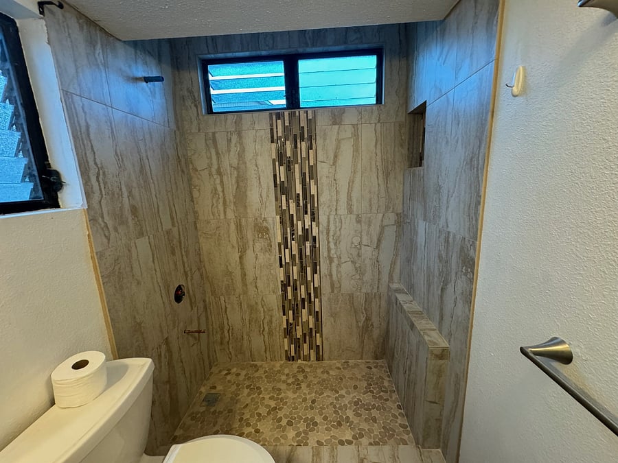 New shower recently replaced the Tub/Shower combination.