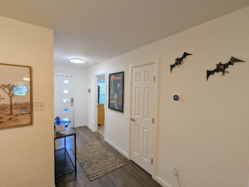 Front door and large coat closet