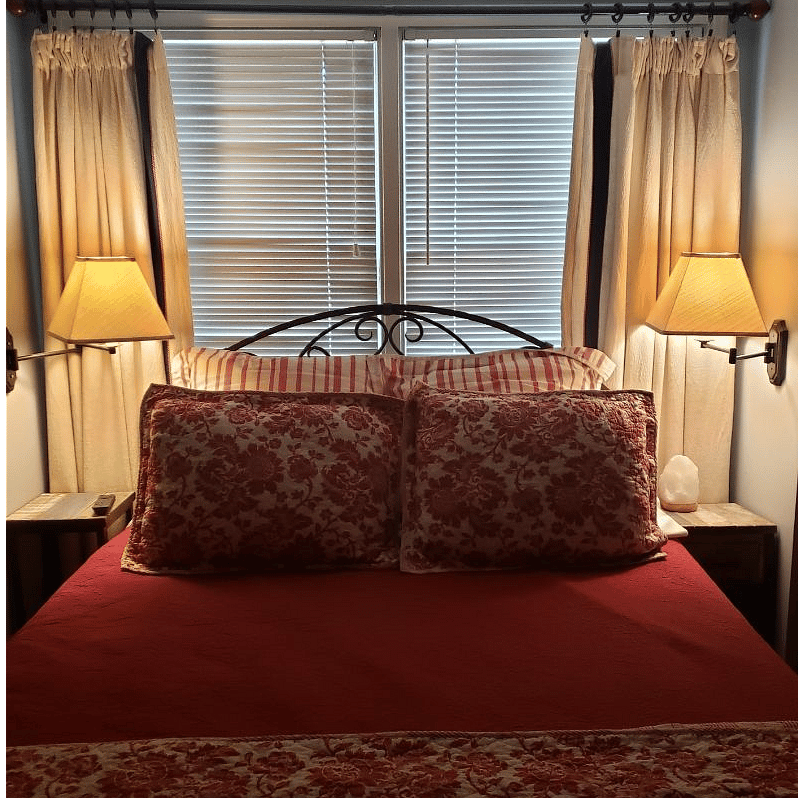 Your bedroom offers a Queen bed, desk, TV, and ample storage