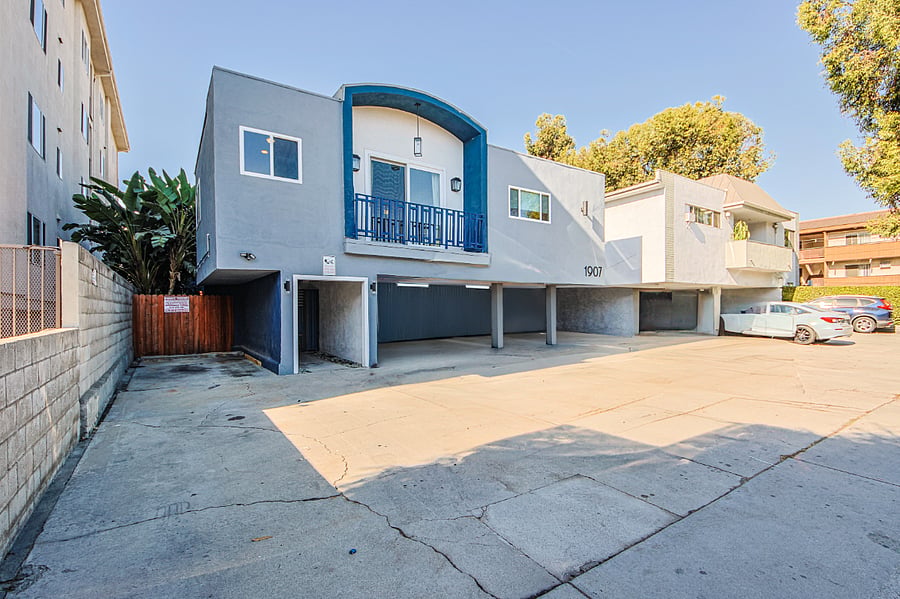 Exterior shot of the building. The balcony and exterior windows belong to this unit.