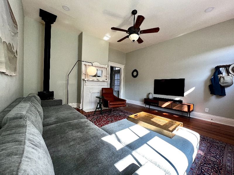 Stretch out on the 110" sectional couch with ottoman.
