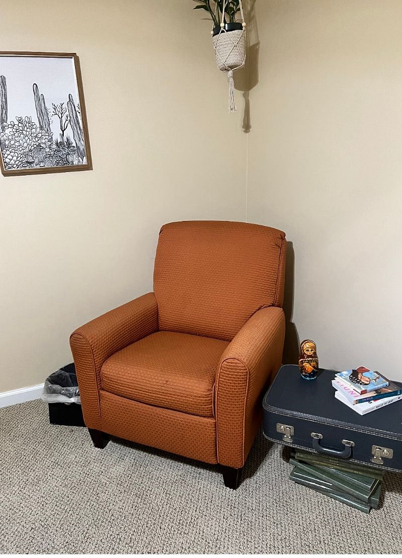 Recliner in large bedroom