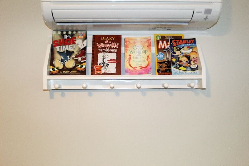 Kid friendly books in bunk room. 
