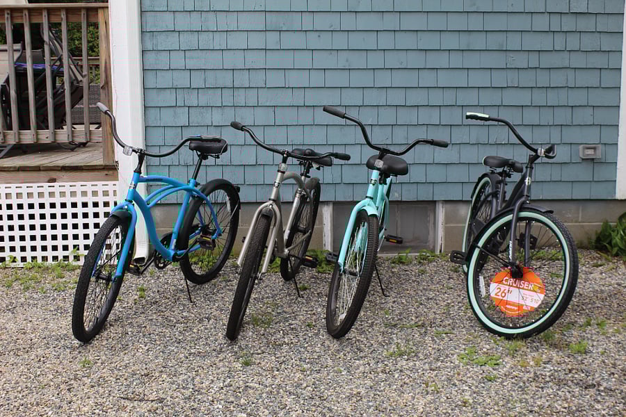 Cruiser bikers for riding included