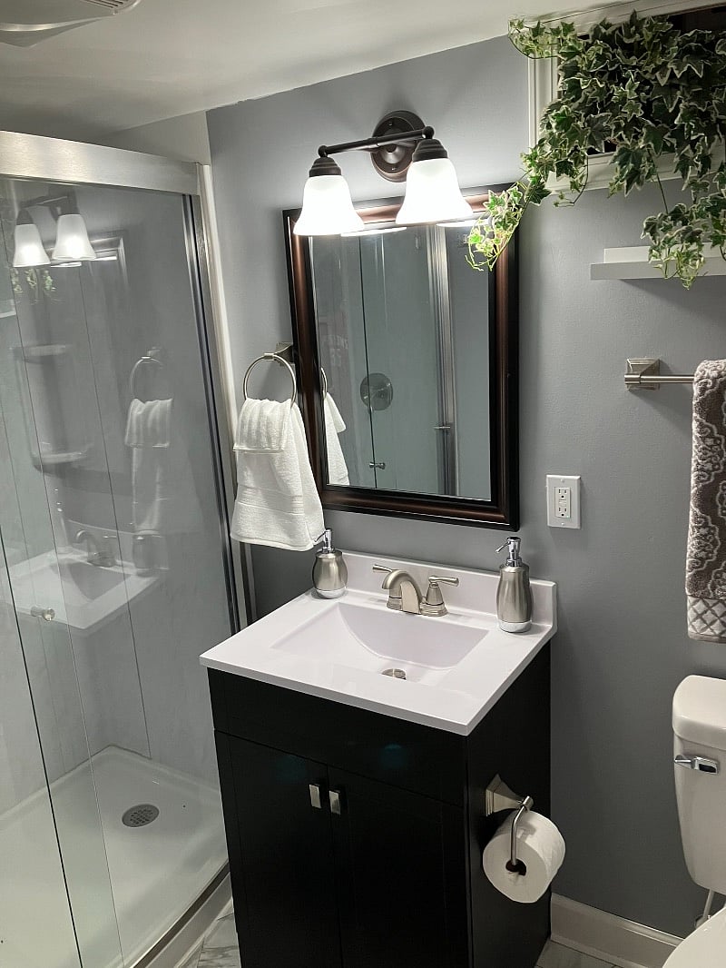 Master bath provided with towels, soap & lotion.