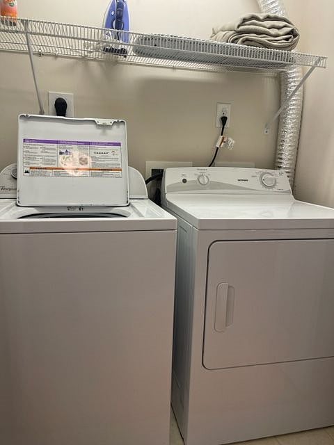 Full size washer and dryer in unit.