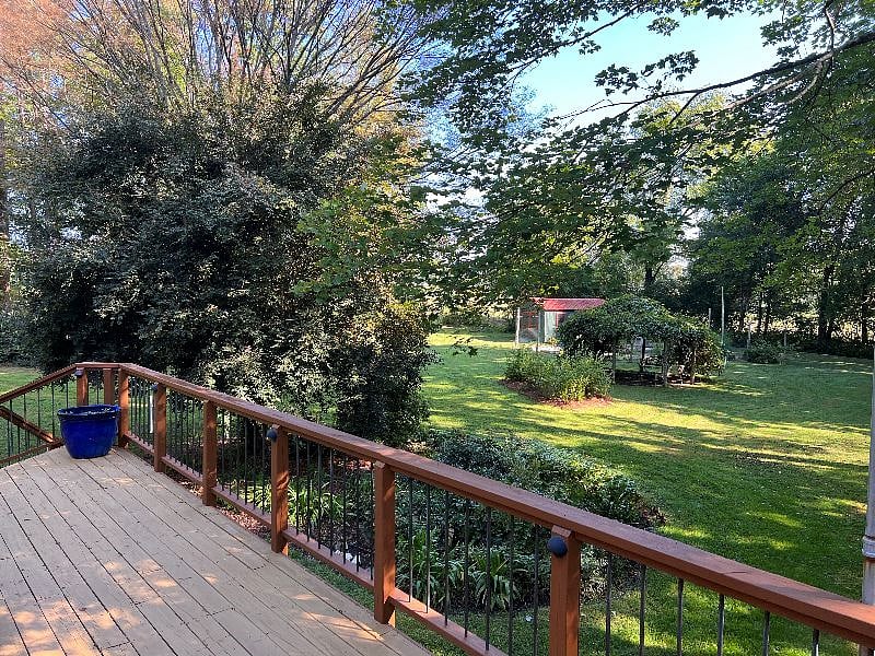 View of the back yard from the deck.