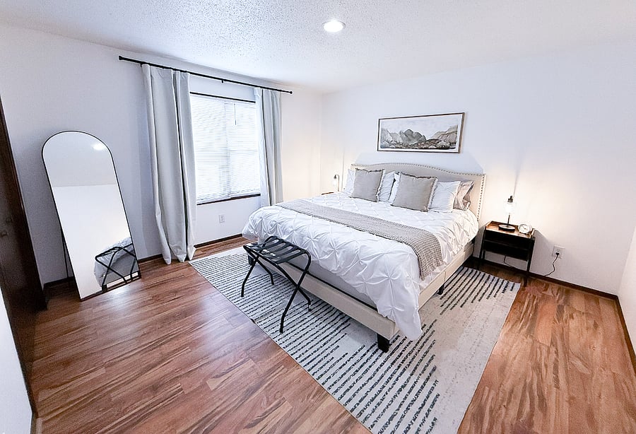 Master Bedroom featuring a King Bed & Ultra-Plush Bedding