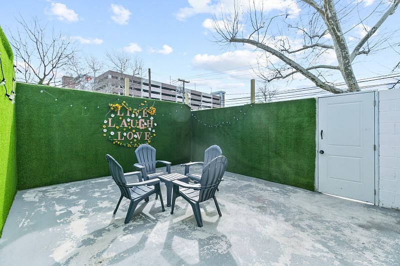 Private outdoor patio furnished with a small table and chairs. There's nothing better than enjoying a cup of coffee in the morning during pleasant weather, or cook one of your favorite meals with a BBQ in the evening.