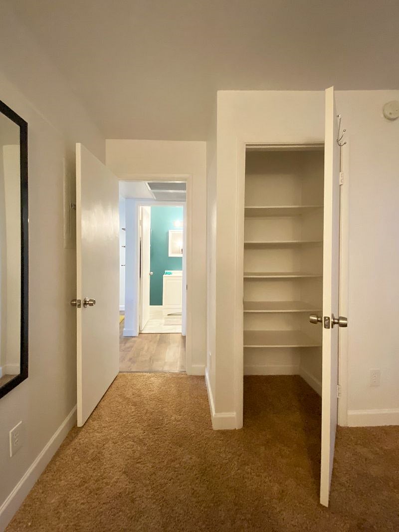 Linen closet in bedroom