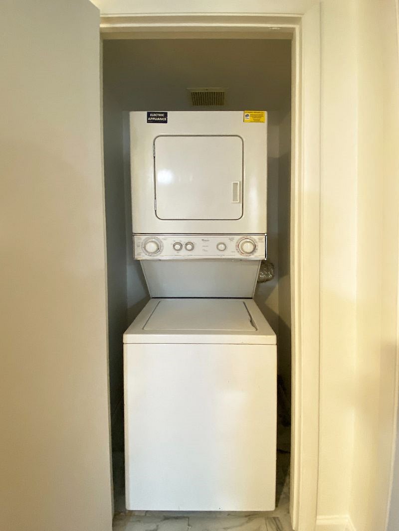 Laundry closet in hallway