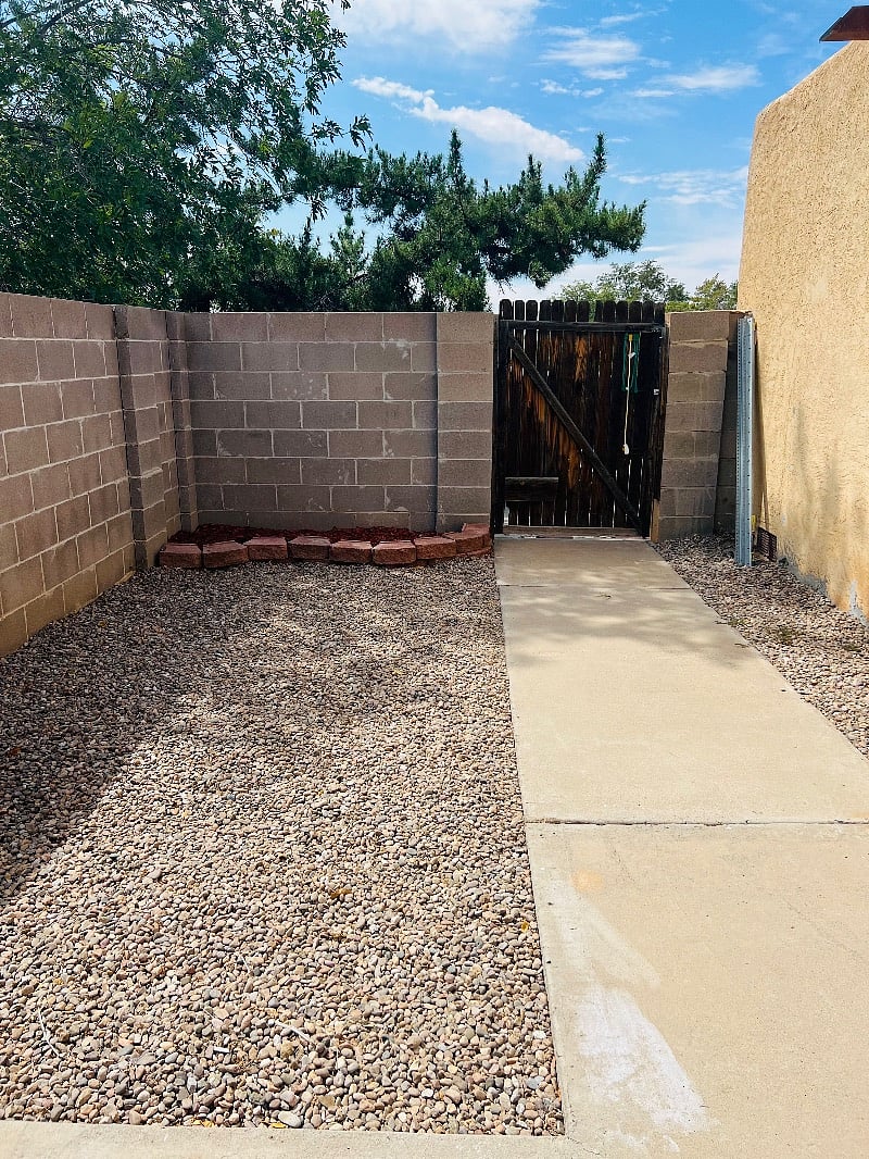 Patio area side entrance.