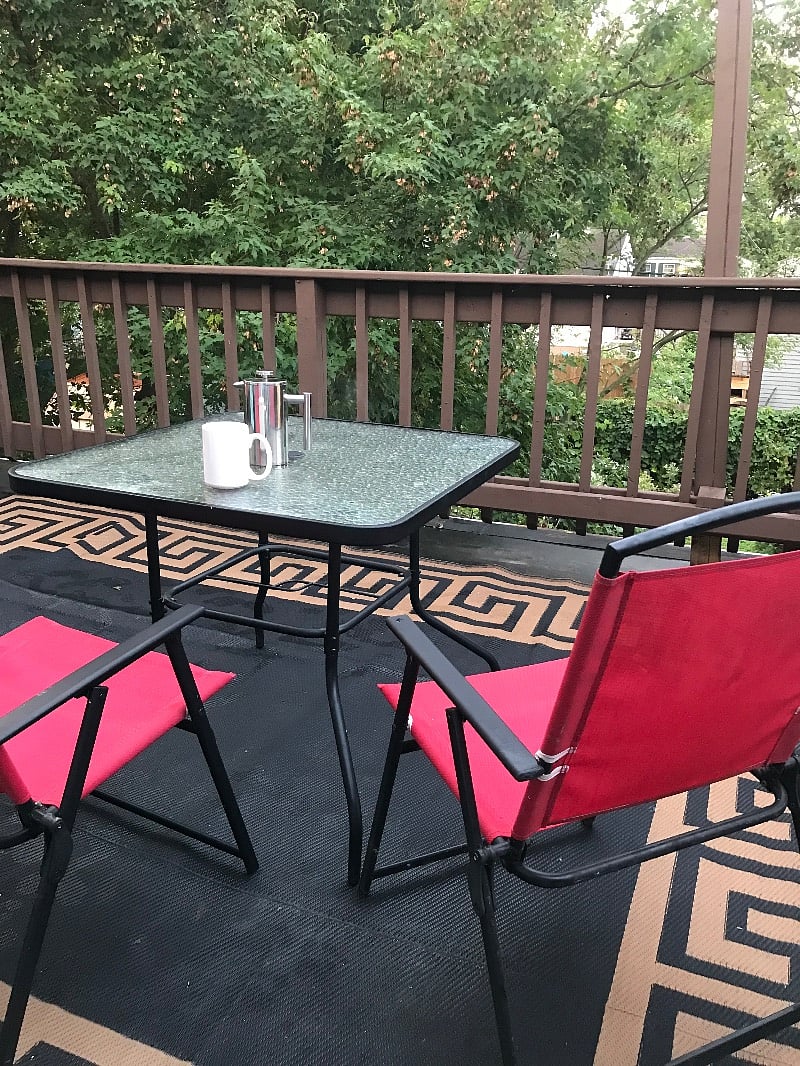 Deck is a great place for morning coffee or an evening glass of wine- or bring your laptop out and work all day!