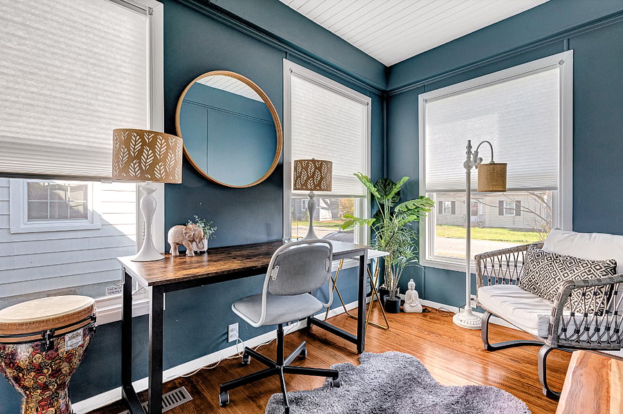 The bonus room is perfect for quiet reading, meditation, or playing the djembe.