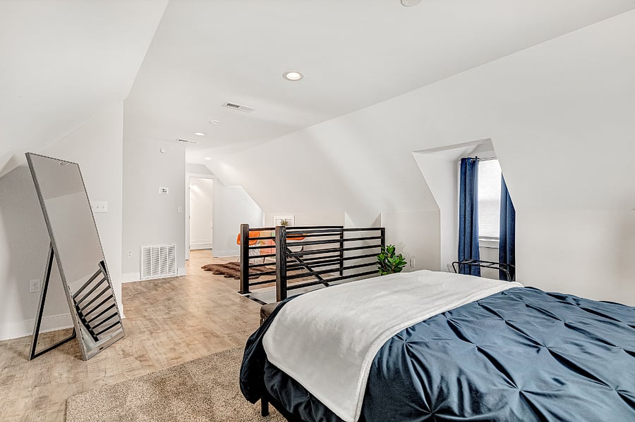 Master Suite with its own private floor, open loft feel, and dedicated sitting area.