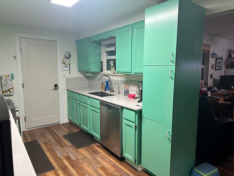 painted cabinets and new LVP flooring Jan 2024