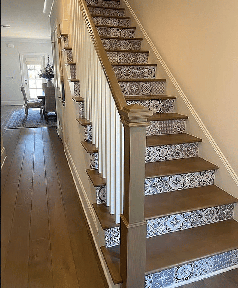 Stairs by back entrance up to 2nd floor bedrooms and bathroom.