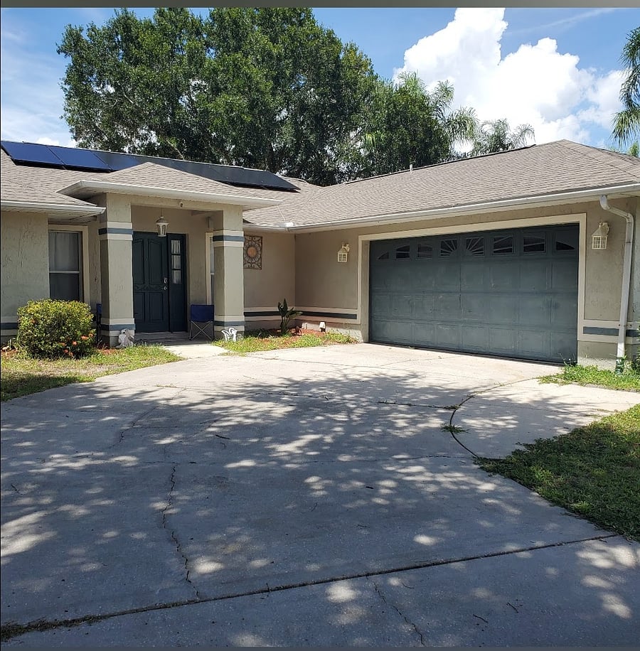 Large driveway.