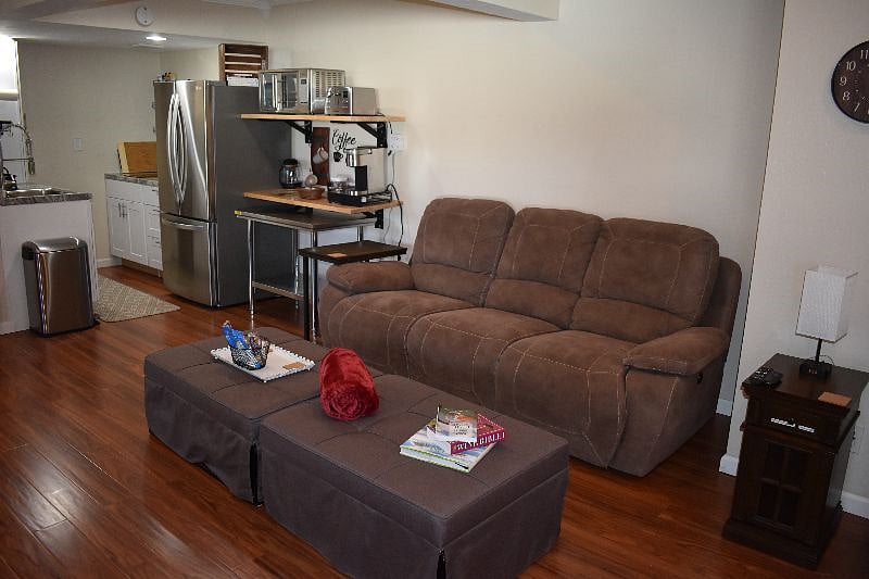 Extra living area in lower level. 