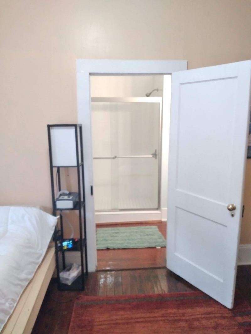 View from bedroom towards bathroom.